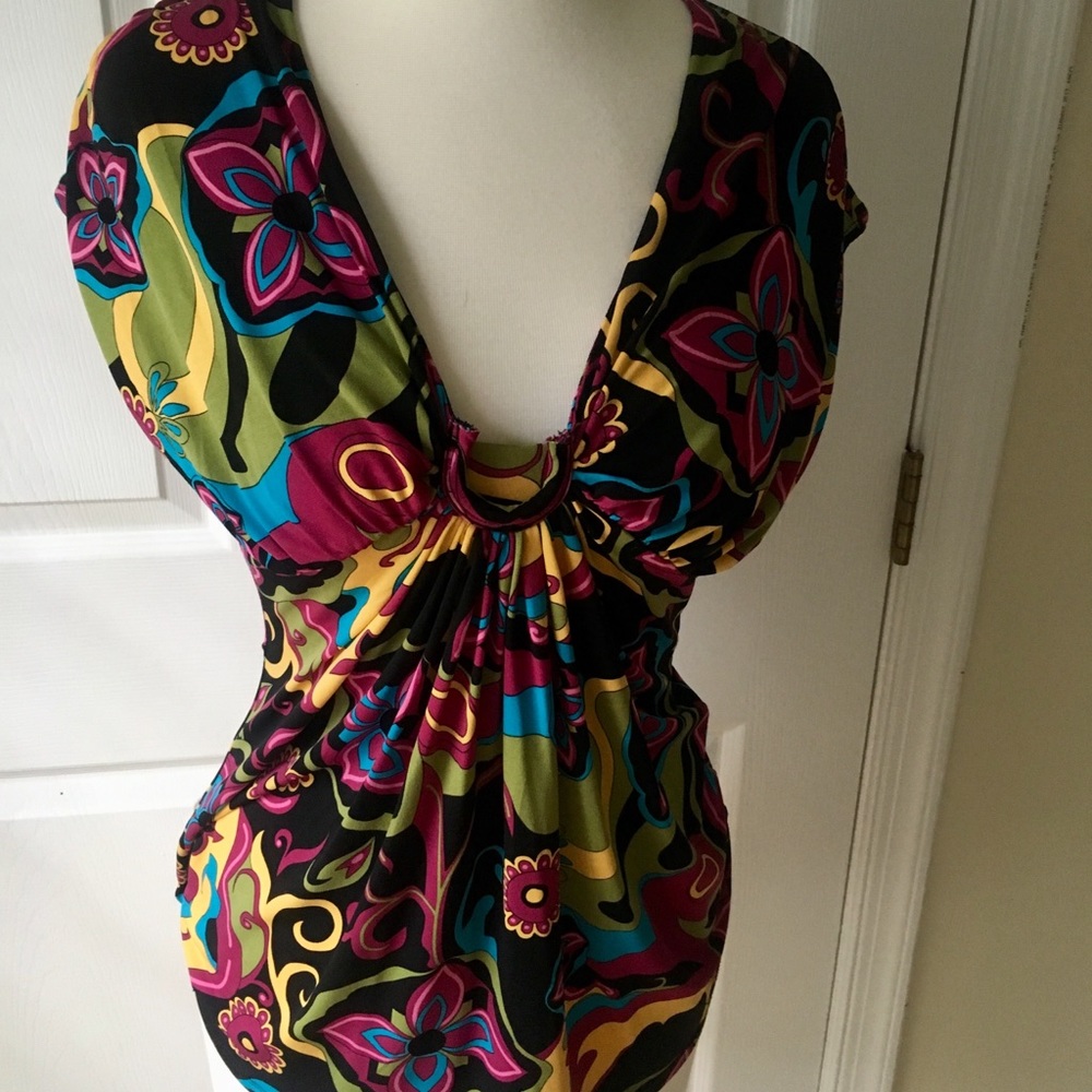 Bisou Bisou multi patter and color blouse